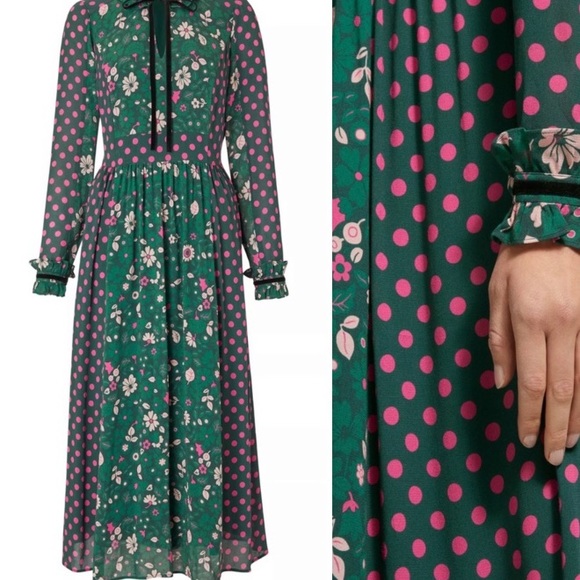 NWT Beautiful Boden Chatsworth Green Bloom Floral Cecilia Midi Dress. Size 4 - Picture 7 of 11